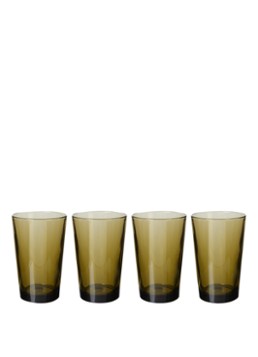 HKliving 70s Glassware theeglas 43 cl set van 4 Bruin - Deal