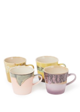 HKliving 70's Americano kopje 27 cl set van 4 Multicolor - Deal