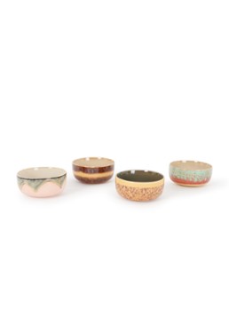 HKliving Kom 12,5 cm set van 4 Bruin - Deal