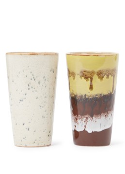 HKliving Brine Latte koffiekopje 30 cl set van 2 Multicolor - Deal