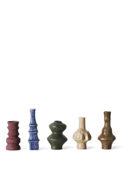 HKliving 70s Ceramics vaas 16,5 cm set van 5 Bruin - Deal