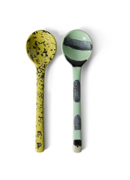 HKliving 70s Ceramics Mines opschepbestek set van 2 Geel - Deal