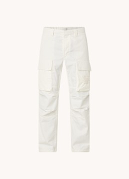 Stone Island Heren 309F1 loose fit cargobroek met klepzakken en logo in de kleur Creme, maat: 31