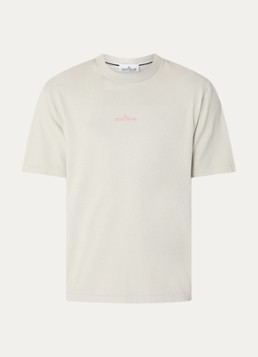 Stone Island Heren S0374 T-shirt met logo- en backprint in de kleur Khaki, maat: S