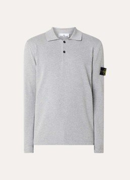 Stone Island Heren 64349 fijngebreide trui met polokraag en logo in de kleur Grijsmele, maat: XL