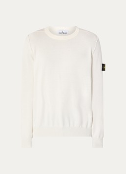 Stone Island Heren 86002 fijngebreide trui met logo in de kleur Ivoor, maat: L