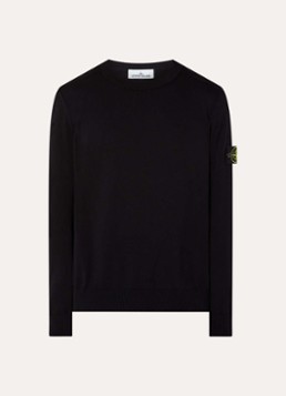 Stone Island Heren 86002 fijngebreide trui met logo in de kleur Zwart, maat: L