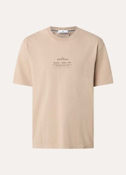 Stone Island Heren 12002 T-shirt met logo- en backprint in de kleur Beige, maat: S