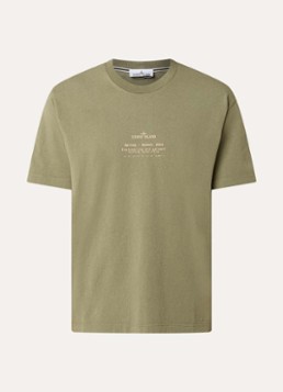 Stone Island Heren 12002 T-shirt met logo- en backprint in de kleur Olijfgroen, maat: S