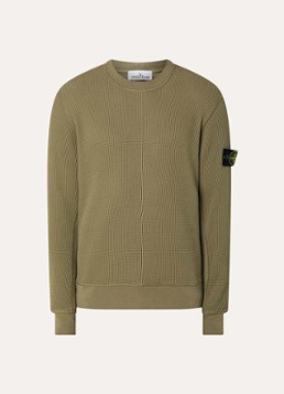 Stone Island Heren S0044 fijngebreide trui met logo in de kleur Mosgroen, maat: L