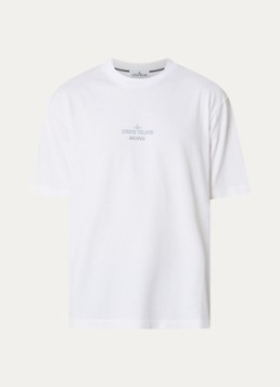 Stone Island Heren S0091 T-shirt met logo- en backprint in de kleur Wit, maat: S