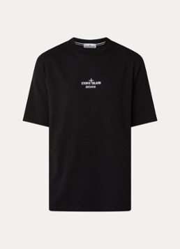 Stone Island Heren S0091 T-shirt met logo- en backprint in de kleur Zwart, maat: S