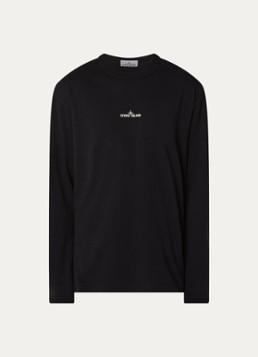 Stone Island Heren S0535 longsleeve met logoprint in de kleur Zwart, maat: S