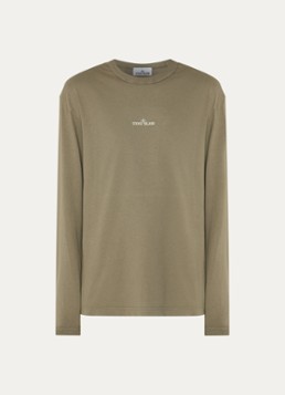 Stone Island Heren S0535 longsleeve met logoprint in de kleur Lindegroen, maat: S