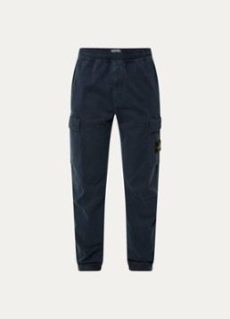 Stone Island Heren S00L1 tapered fit cargobroek met steekzakken en logo in de kleur Donkerblauw, maat: 31