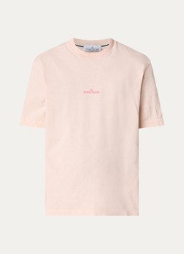 Stone Island Heren S0534 T-shirt met logo- en backprint in de kleur Lichtroze, maat: S