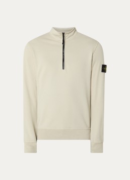 Stone Island Heren S0051 sweater met halve rits en logo in de kleur Khaki, maat: XXL