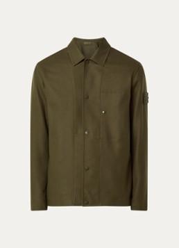 Stone Island Heren S0F24 overshirt in wolblend in de kleur Legergroen, maat: XL