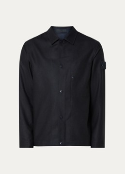 Stone Island Heren S0F24 overshirt in wolblend in de kleur Donkerblauw, maat: S