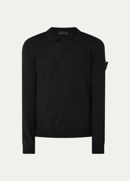 Stone Island Heren S00FC regular fit polo van scheerwol in de kleur Zwart, maat: S