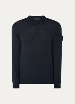 Stone Island Heren S00FC regular fit polo van scheerwol in de kleur Donkerblauw, maat: S