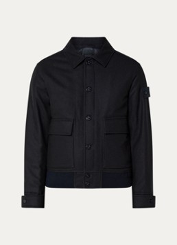 Stone Island Heren S0F24 jack in wolblend met opgestikte zakken in de kleur Donkerblauw, maat: L