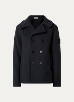 Stone Island Heren S0453 mantel in kasjmierblend met logo in de kleur Donkerblauw, maat: M