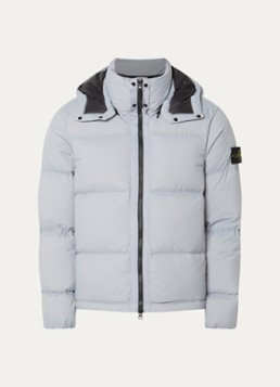 Stone Island Heren S0483 puffer jacket met donsvulling en afneembare capuchon in de kleur Lichtgrijs, maat: XXL
