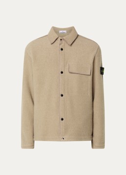 Stone Island Heren S0461 overshirt in wolblend met logo in de kleur Grijs, maat: S