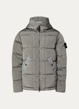 Stone Island Heren S0019 puffer jack met capuchon en donsvulling in de kleur Grijs, maat: L