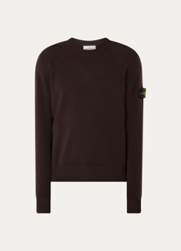 Stone Island Heren S01A1 fijngebreide trui in scheerwolblend met logo in de kleur Bruin, maat: L