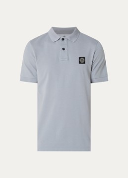 Stone Island Heren S0017 slim fit polo van piqué katoen met logo in de kleur Donkerblauw, maat: M