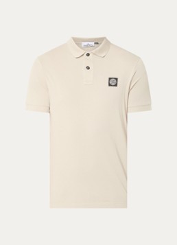 Stone Island Heren S0017 slim fit polo van piqué katoen met logo in de kleur Creme, maat: XL