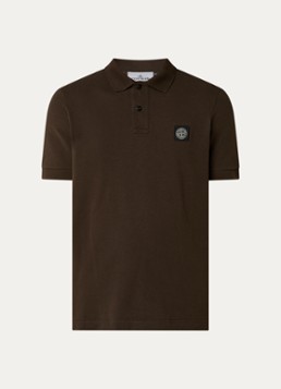 Stone Island Heren S0017 slim fit polo van piqué katoen met logo in de kleur Bronsgroen, maat: S