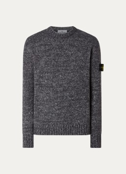Stone Island Heren S0N20 grofgebreide trui met logo in de kleur Donkergrijs, maat: S