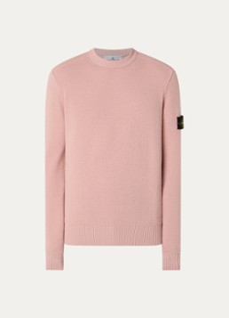 Stone Island Heren S01C4 grofgebreide trui van scheerwol met logo in de kleur Roze, maat: S