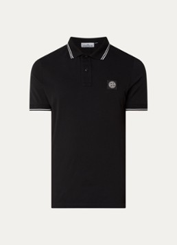Stone Island Heren S0018 regular fit polo met logoborduring in de kleur Zwart, maat: S