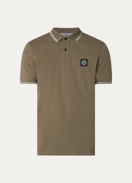 Stone Island Heren S0018 regular fit polo met logoborduring in de kleur Legergroen, maat: S