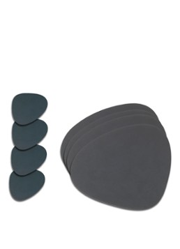 LIND DNA Giftset Curve placemat en onderzetter van leer set van 8 Antraciet - Deal