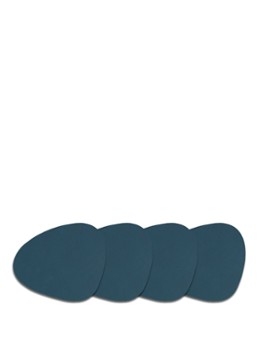 LIND DNA Curve Nupo onderzetter van leer set van 4 Donkerblauw - Deal