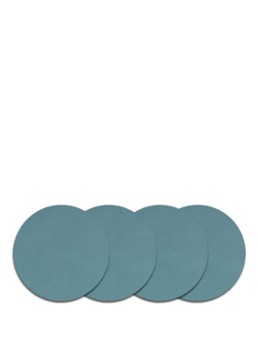 LIND DNA Glass Mat Circle onderzetter van leer set van 4 Blauw - Deal