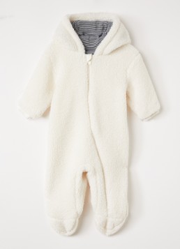 Petit Bateau Meisjes Cahute babypak van teddy in de kleur Wit, maat: 12M=74