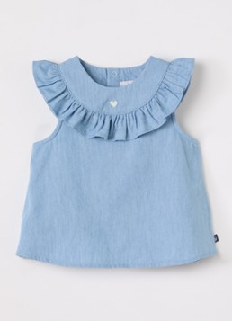 Petit Bateau Meisjes Tuniek met ruches in de kleur Indigo, maat: 18M=80