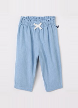 Petit Bateau Meisjes Straight fit broek van chambray in de kleur Blauw, maat: 18M=80
