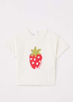 Petit Bateau Jongens T-shirt met print in de kleur Gebroken wit, maat: 3M=62