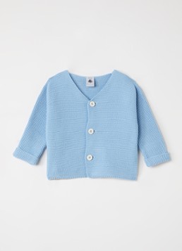 Petit Bateau Meisjes Grofgebreid vest van katoen in de kleur Blauwgrijs, maat: 12M=74