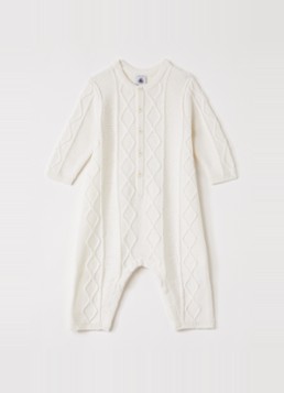 Petit Bateau Meisjes Grofgebreid babypak in de kleur Beige, maat: 6M=68