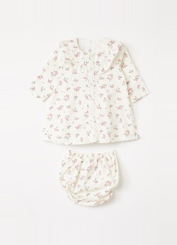 Petit Bateau Meisjes Set van tuniekjurk met bloomer in de kleur Gebroken wit, maat: 18M=80