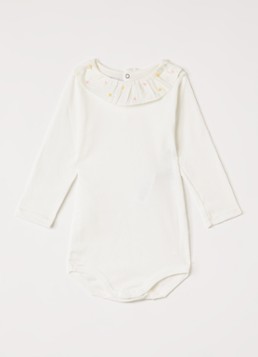 Petit Bateau Meisjes Romper met kraag in de kleur Gebroken wit, maat: 6M=68
