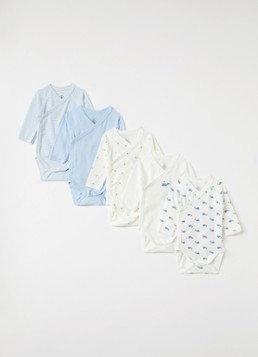 Petit Bateau Jongens Romper met print in giftbox 5-delig in de kleur Lichtblauw, maat: 3M=62